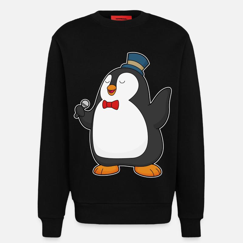 Penguin Singer Microphone - Sweat bio décontracté fabriqué en UE - SOLID BLACK