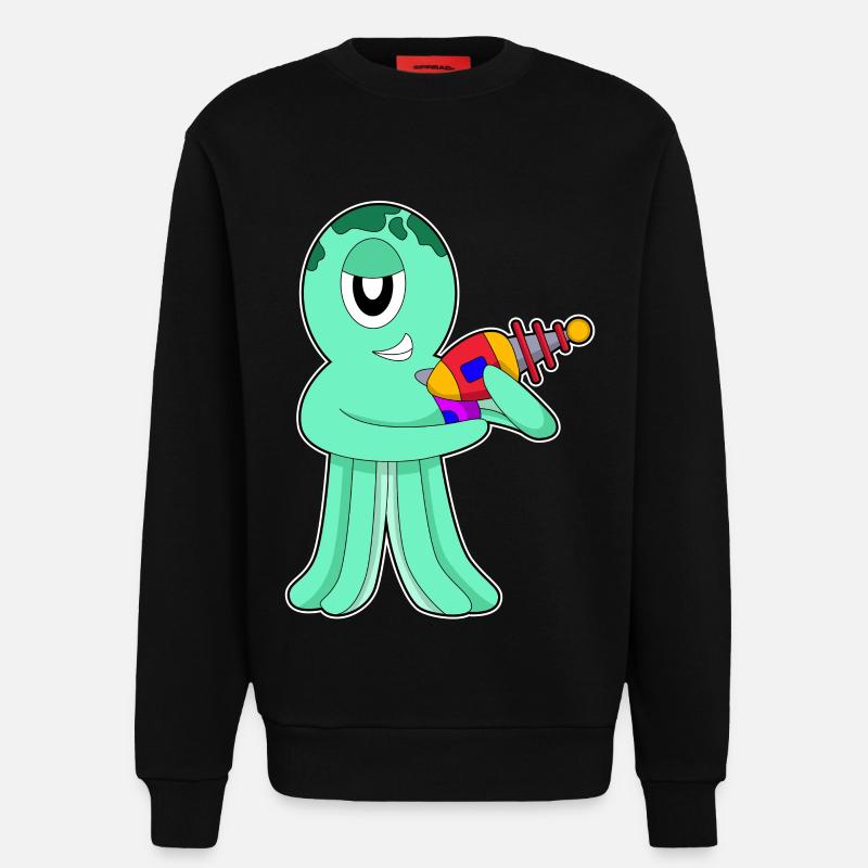 Octopus Alien - Sweat bio décontracté fabriqué en UE - SOLID BLACK