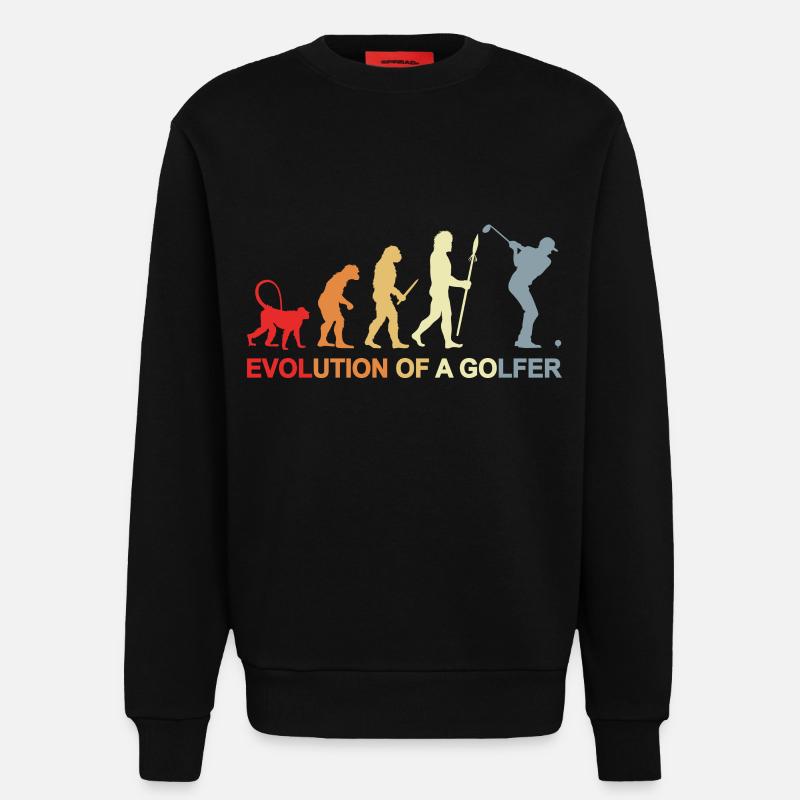 Golfer Evolution - Sweatshirt - made by SPREAD  - SOLID BLACK
