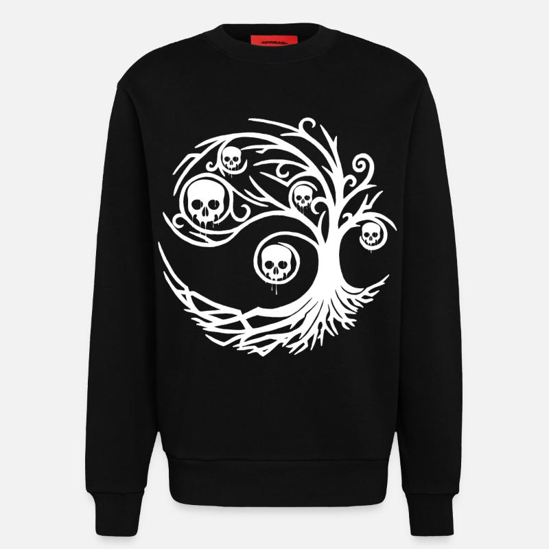 White tree with skulls - Sweatshirt - made by SPREAD - SOLID BLACK