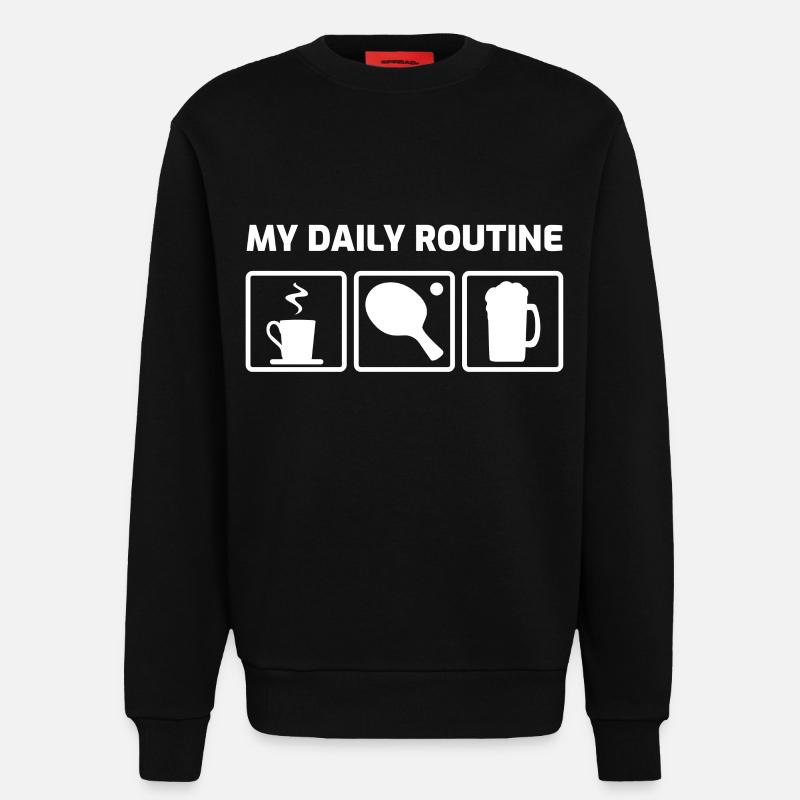 Routine de tennis de table - Sweat bio décontracté fabriqué en UE - SOLID BLACK