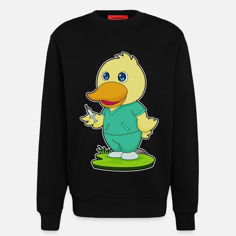 Seringue d’infirmière canard - Sweat bio décontracté fabriqué en UE - SOLID BLACK