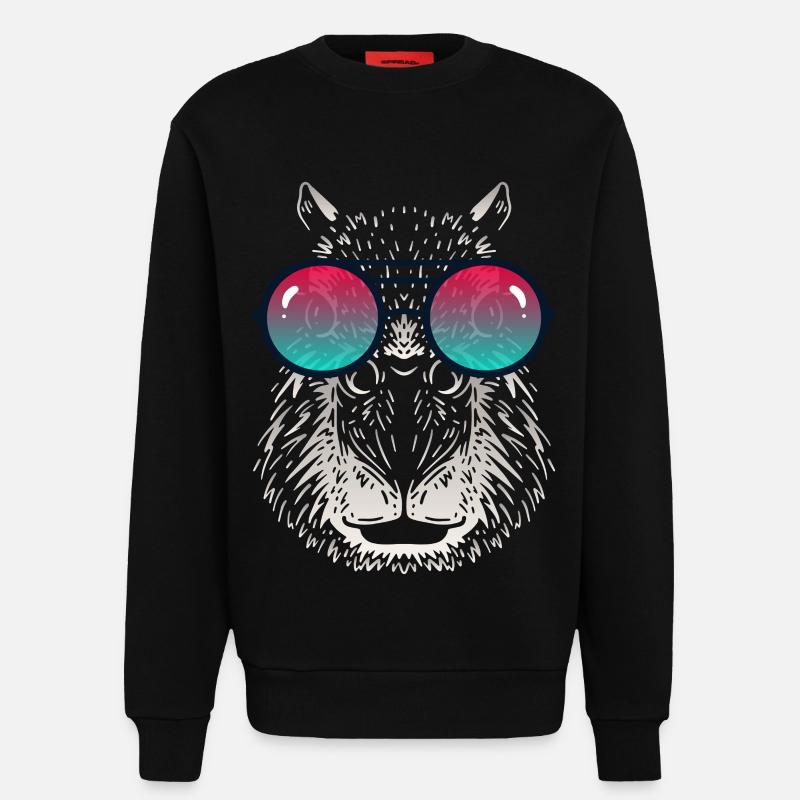Cooles Capybara mit Sonnenbrille - Sweatshirt - made by SPREAD  - SOLID BLACK