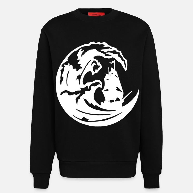 The Great White Wave - Sweatshirt - made by SPREAD  - SOLID BLACK