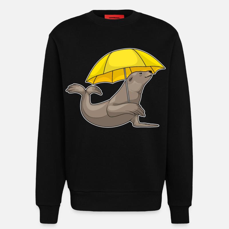 Parapluie de phoque - Sweat bio décontracté fabriqué en UE - SOLID BLACK