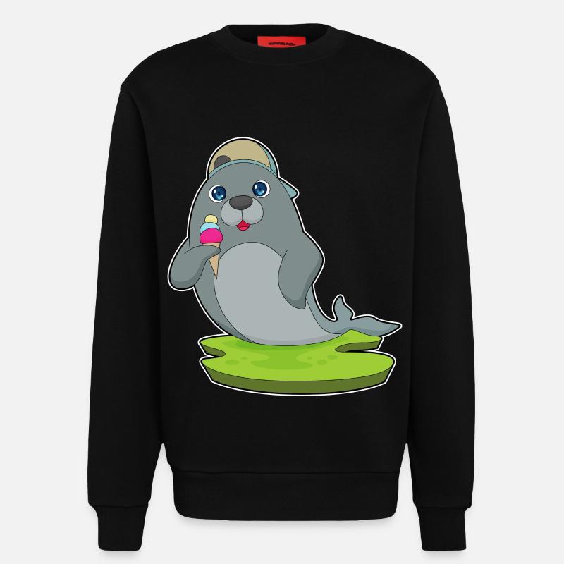 Seehund Eiswaffel - Sweatshirt - made by SPREAD  - SOLID BLACK