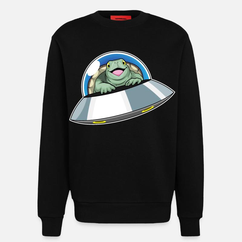 Turtle Spaceship Space - Sweat bio décontracté fabriqué en UE - SOLID BLACK