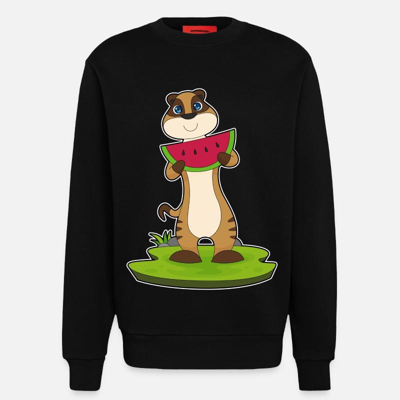 Suricate fruit de pastèque - Sweat bio décontracté fabriqué en UE - SOLID BLACK