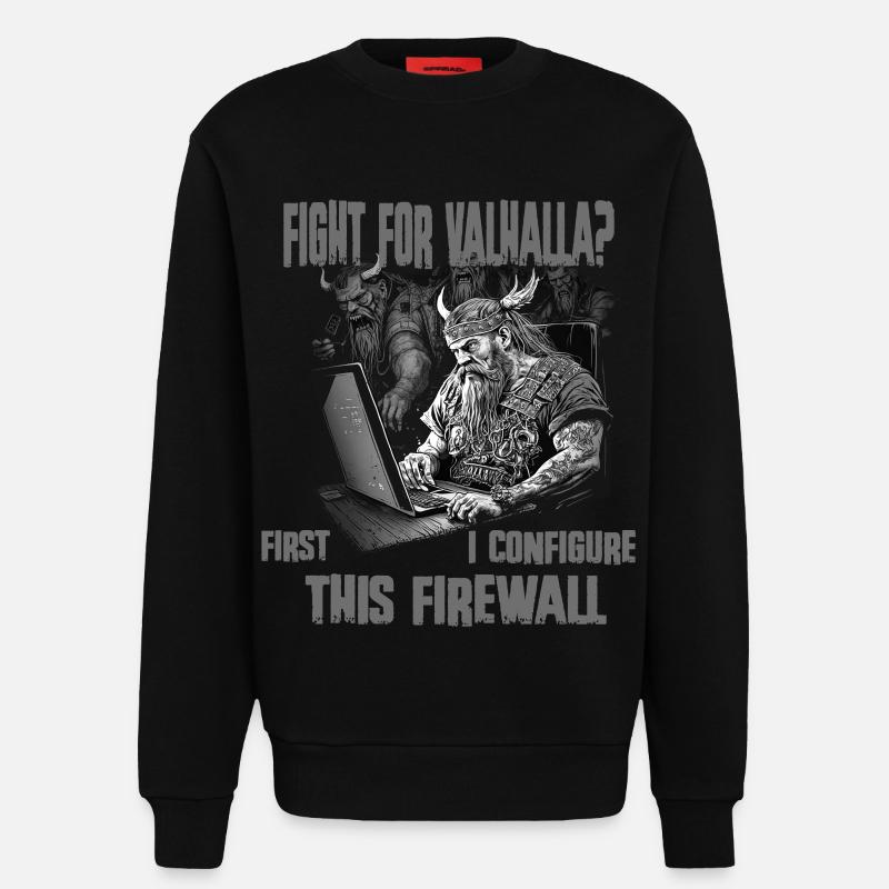 Firewall first Wikingerprogrammierer schwarz weiss - Sweatshirt - made by SPREAD  - SOLID BLACK