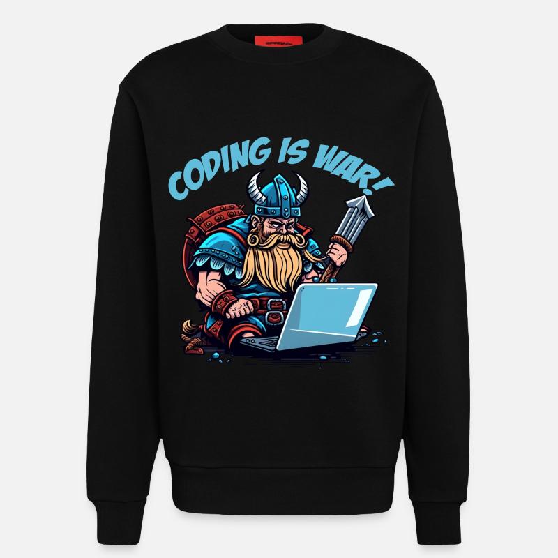 "Coding is war" Wikinger - Sweatshirt - made by SPREAD  - SOLID BLACK