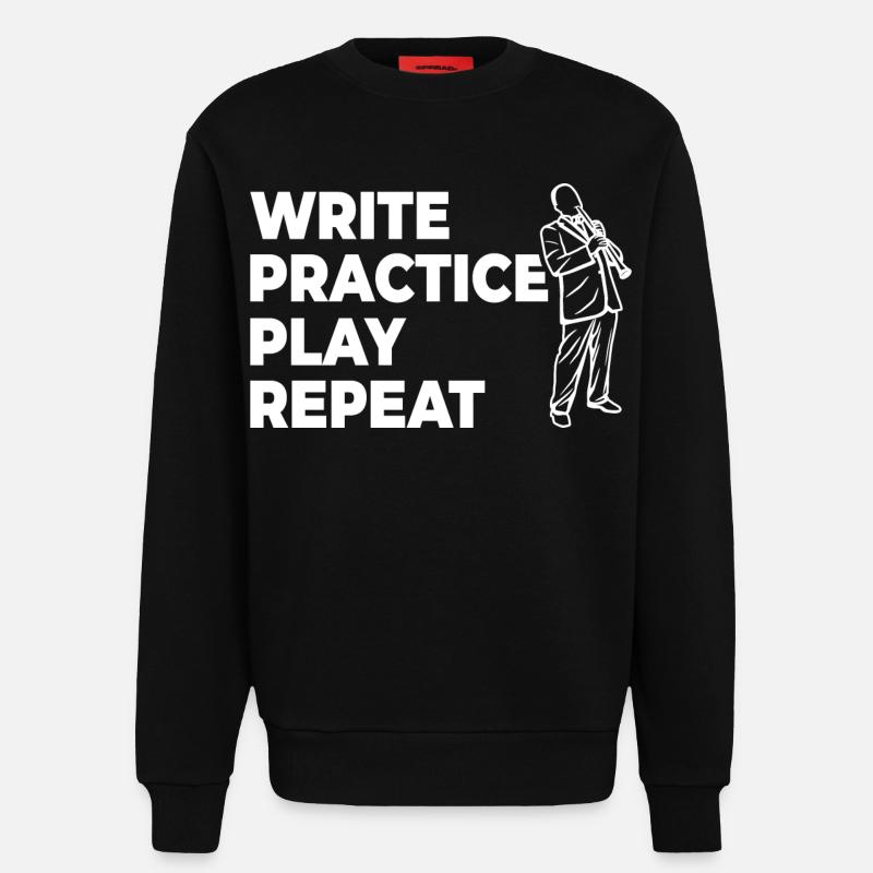 Writing, practicing, playing, repeating - Sweatshirt - made by SPREAD  - SOLID BLACK