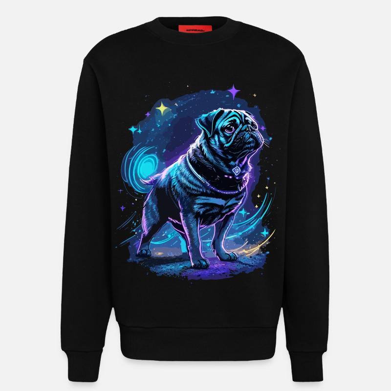 Pug Midnight Magic - Sweatshirt - made by SPREAD  - SOLID BLACK