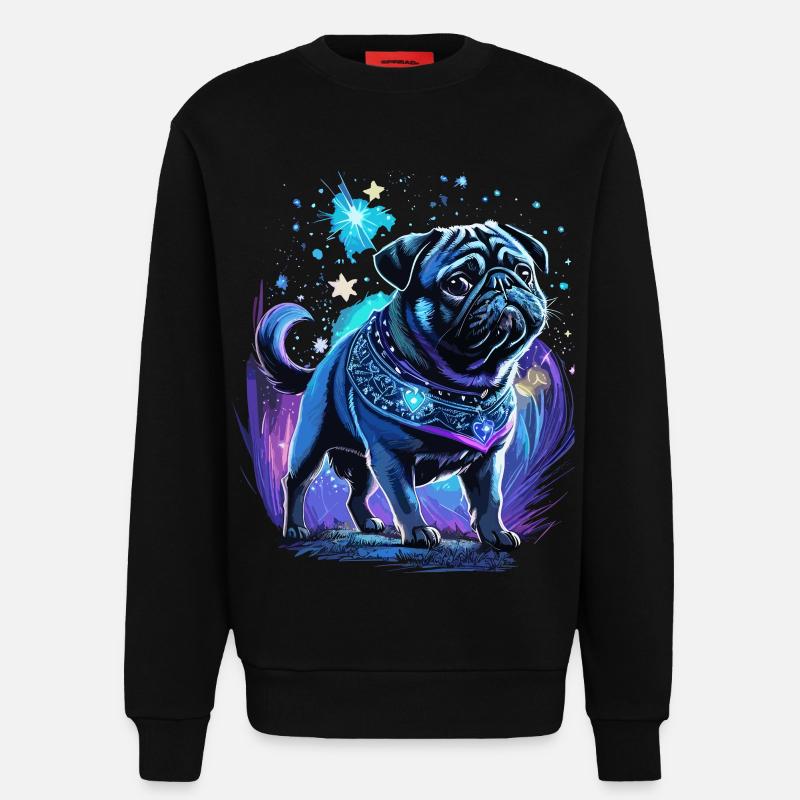 Mitternachtszauber Mops Hund - Sweatshirt - made by SPREAD  - SOLID BLACK