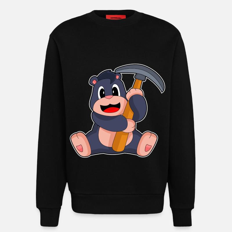Mole Miner Pickaxe Mining - Sweatshirt - made by SPREAD - SOLID BLACK