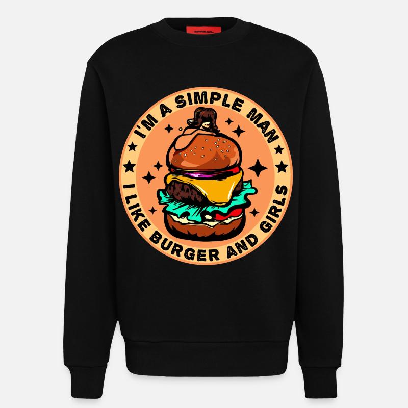 Burger Cheeseburger liebe - einfacher Mann - Sweatshirt - made by SPREAD - SOLID BLACK