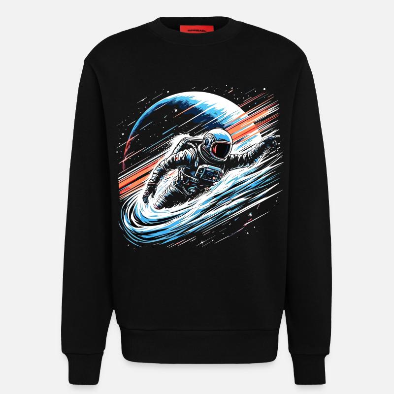 Astronaute Planète Espace - Sweat bio décontracté fabriqué en UE - SOLID BLACK