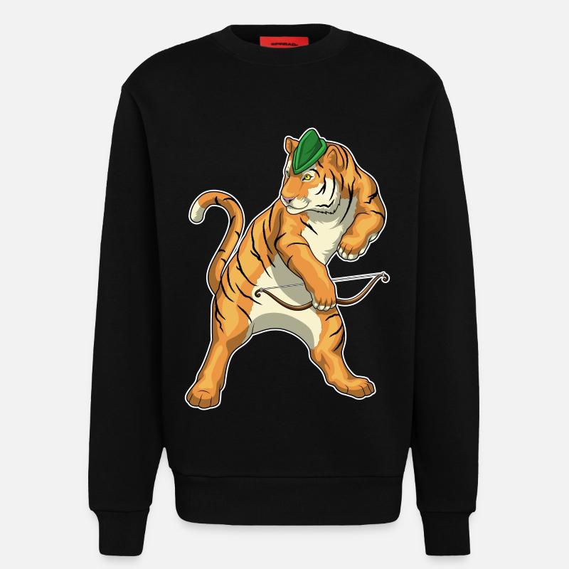 Tiger Bogenschütze Bogen - Sweatshirt - made by SPREAD - SOLID BLACK