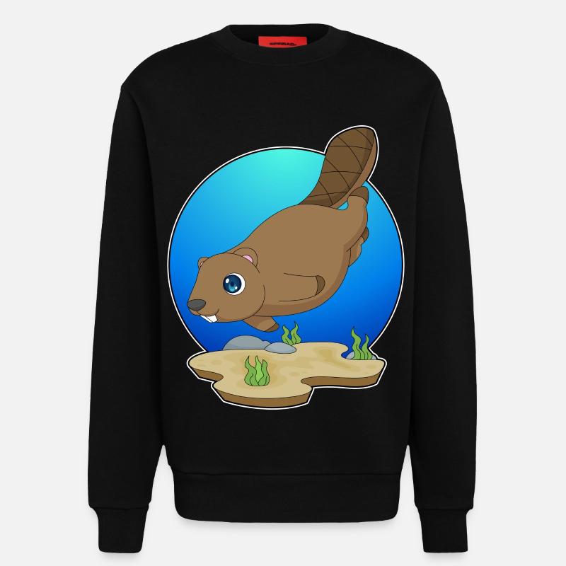 Beaver Diver Plongée - Sweat bio décontracté fabriqué en UE - SOLID BLACK