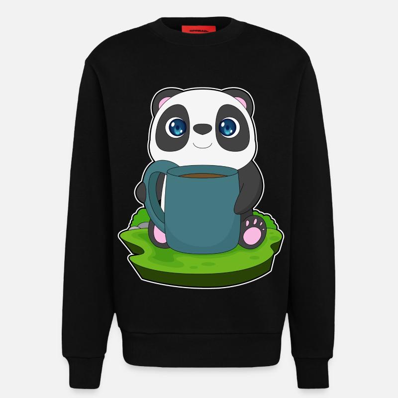 Panda Kaffee Becher - Sweatshirt - made by SPREAD - SOLID BLACK