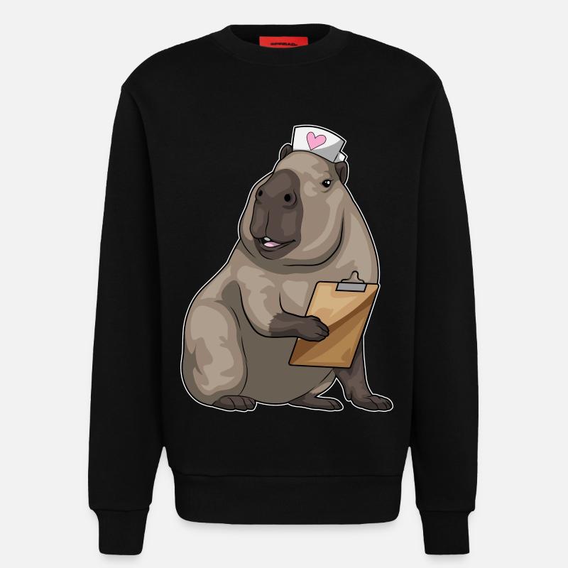 Capybara infirmière bloc-notes - Sweat bio décontracté fabriqué en UE - SOLID BLACK