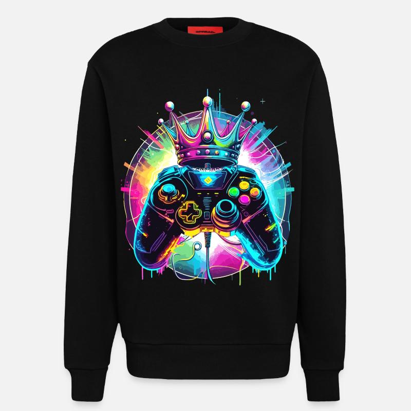 Gaming Controller mit Krone - Sweatshirt - made by SPREAD  - SOLID BLACK
