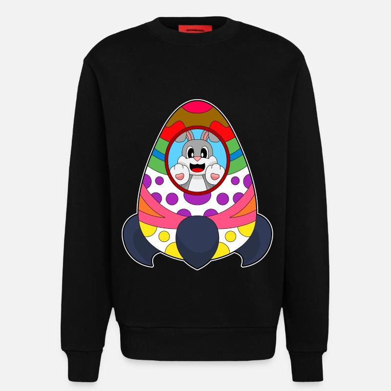 Rabbit Easter Rocket - Sweat bio décontracté fabriqué en UE - SOLID BLACK