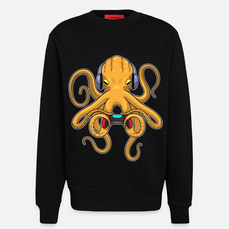 Krake Gamer Controller - Sweatshirt - made by SPREAD - SOLID BLACK