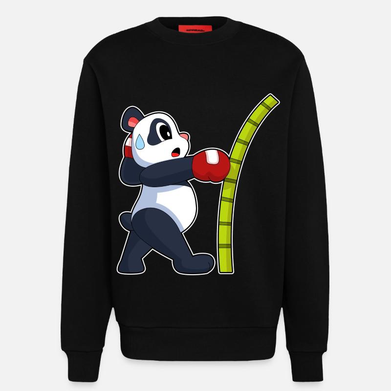 Panda Boxer Boxhandschuhe Boxen - Sweatshirt - made by SPREAD  - SOLID BLACK