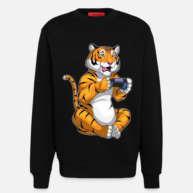 Tiger Gamer Controller - Sweatshirt - made by SPREAD - SOLID BLACK