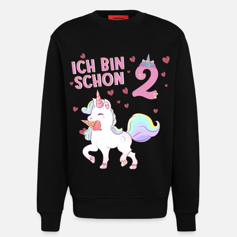 ich bin schon 2 Einhorn  - Sweatshirt - made by SPREAD  - SOLID BLACK