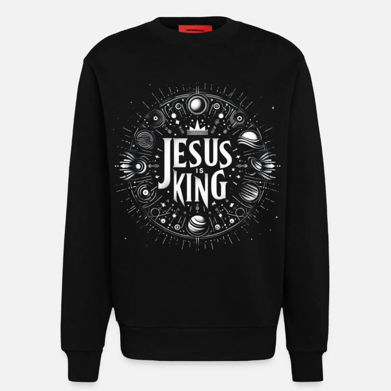 Jesus is King Circle Design - Sweatshirt - made by SPREAD  - SOLID BLACK
