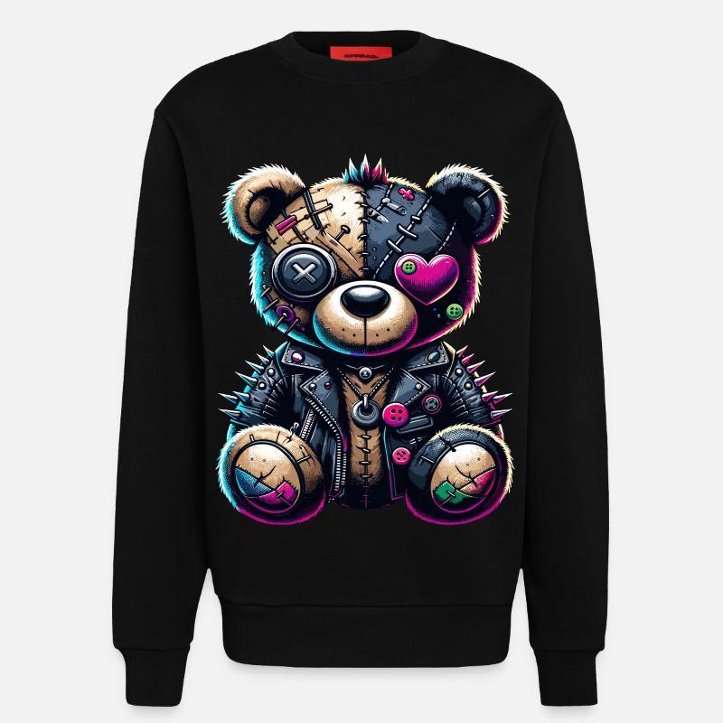 Punk Emo Plüsch Teddybär - Sweatshirt - made by SPREAD  - SOLID BLACK