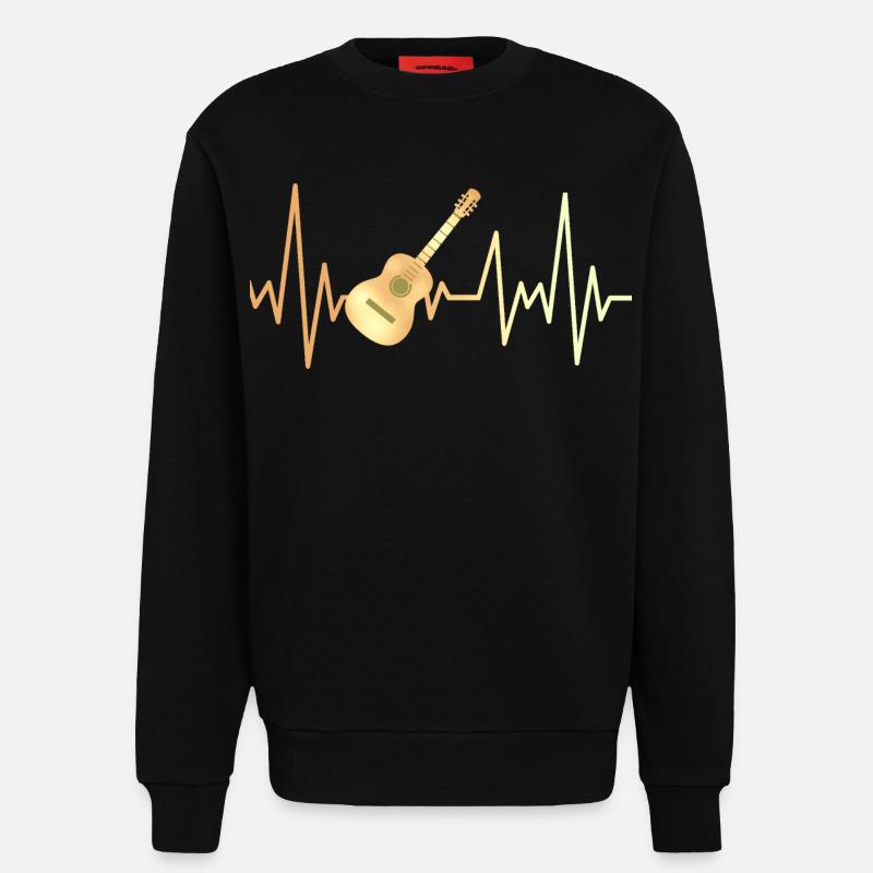 E-Gitarre und Herzfrequenz - Sweatshirt - made by SPREAD  - SOLID BLACK