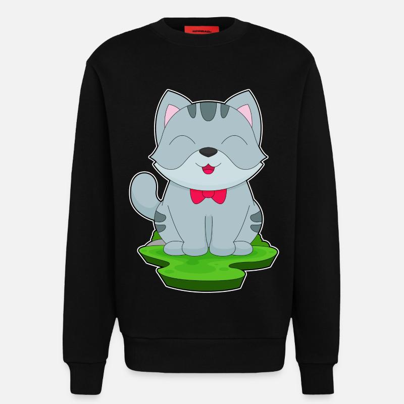 Katze Schleife - Sweatshirt - made by SPREAD - SOLID BLACK