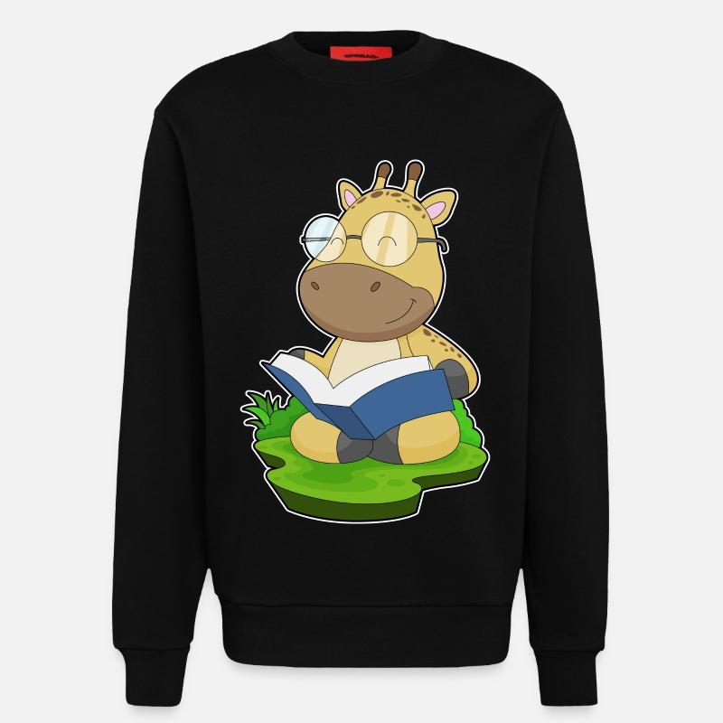 Giraffe Nerd Buch - Sweatshirt - made by SPREAD  - SOLID BLACK