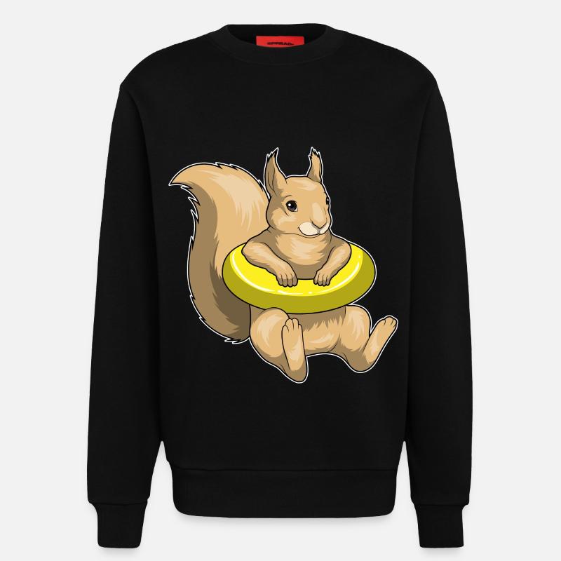 Eichhörnchen Schwimmen Schwimmring - Sweatshirt - made by SPREAD  - SOLID BLACK