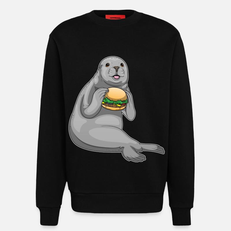 Burger de phoque - Sweat bio décontracté fabriqué en UE - SOLID BLACK