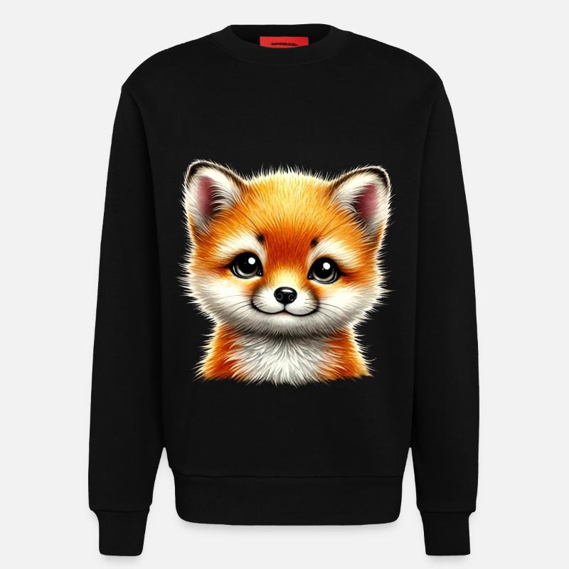 Fox Cute Fox Cub Design - Sweatshirt - made by SPREAD  - SOLID BLACK