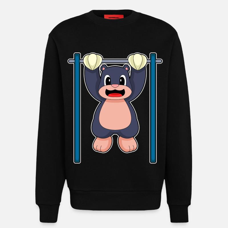 Mole Bodybuilder Pull-ups Bodybuilding - Sweatshirt - made by SPREAD - SOLID BLACK