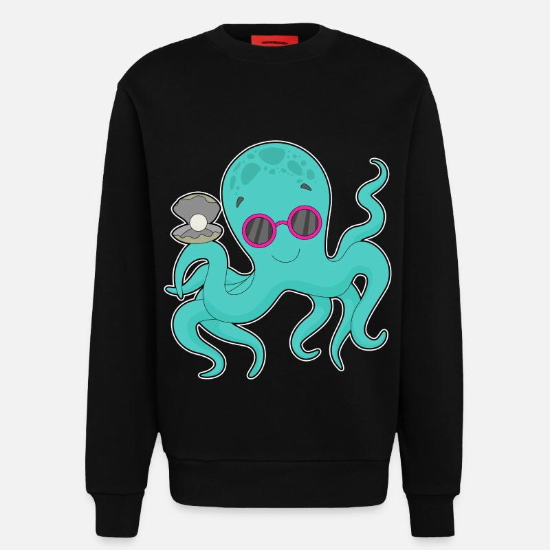 Perle de pieuvre - Sweat bio décontracté fabriqué en UE - SOLID BLACK