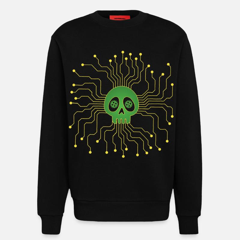 Microprocessor skull - Sweatshirt - made by SPREAD  - SOLID BLACK
