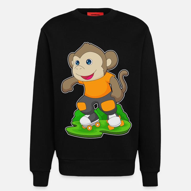 Monkey Rollers Rollers Rollers - Sweat bio décontracté fabriqué en UE - SOLID BLACK