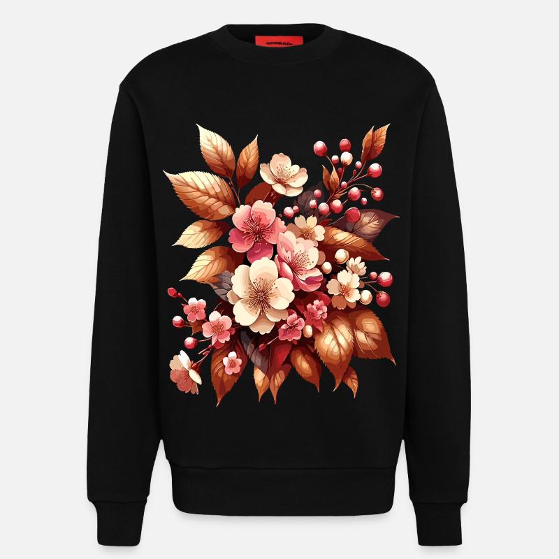 Boho Blumenstrauß Herbstblütenzauber - Sweatshirt - made by SPREAD  - SOLID BLACK