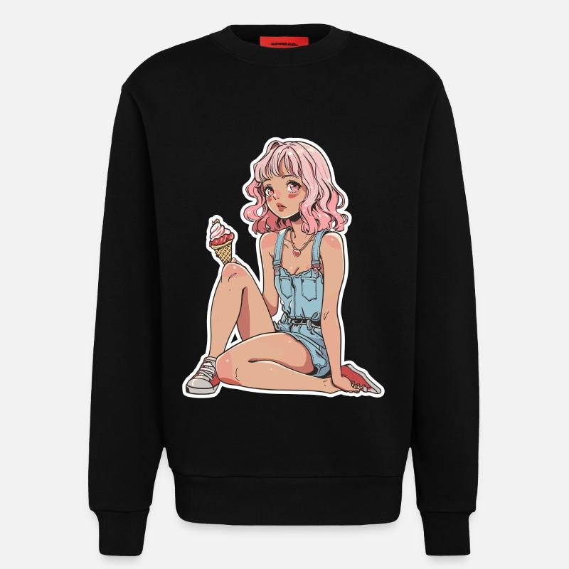 Eiscreme Mädchen - Sweatshirt - made by SPREAD  - SOLID BLACK