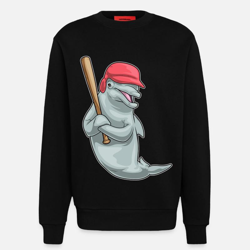 Batte de baseball Dolphin - Sweat bio décontracté fabriqué en UE - SOLID BLACK