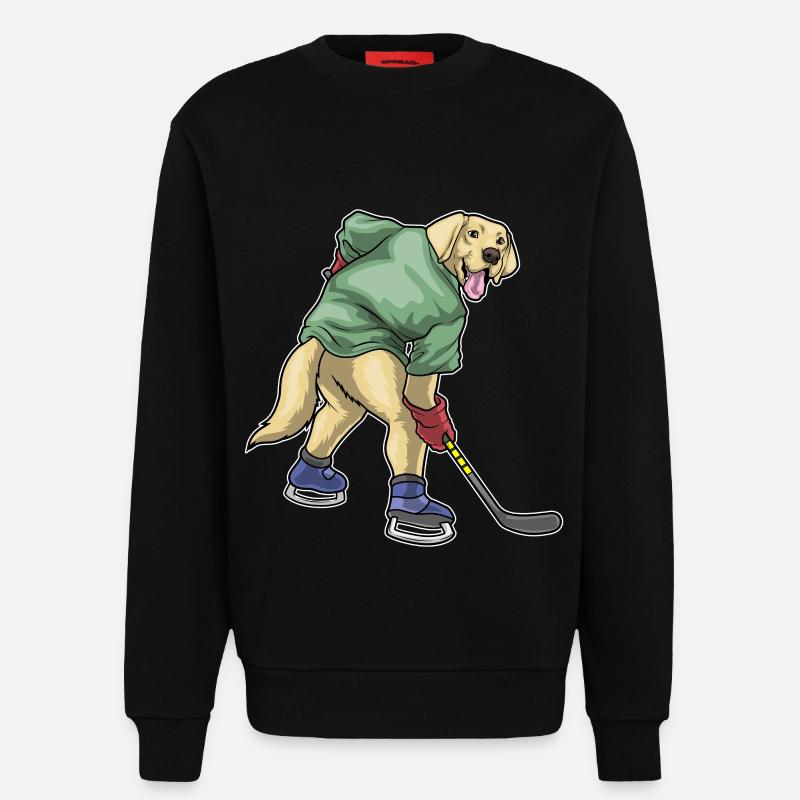 Labrador Eishockey Eishockeyschläger - Sweatshirt - made by SPREAD  - SOLID BLACK