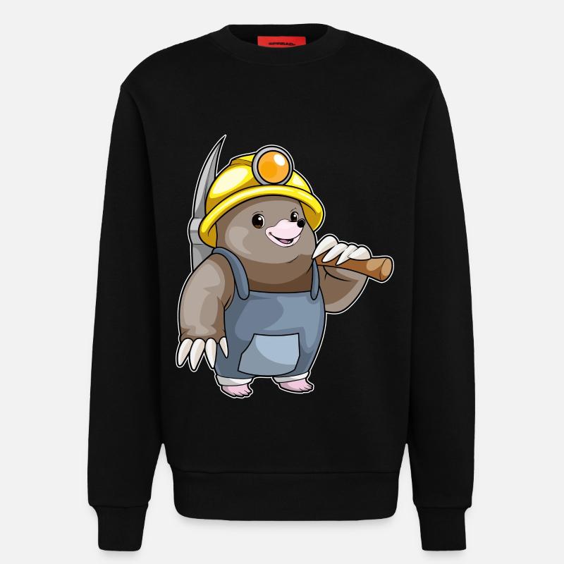 Mole Miner Pickaxe Mining - Sweatshirt - made by SPREAD - SOLID BLACK