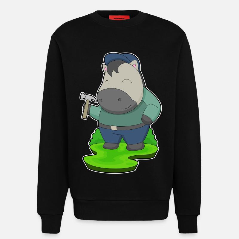 Pferd Handwerker Hammer - Sweatshirt - made by SPREAD  - SOLID BLACK
