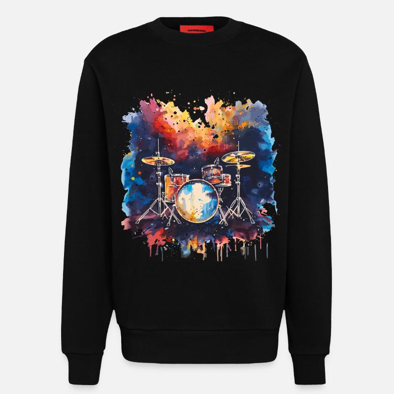 Schlagzeug Synthwave - Sweatshirt - made by SPREAD  - SOLID BLACK