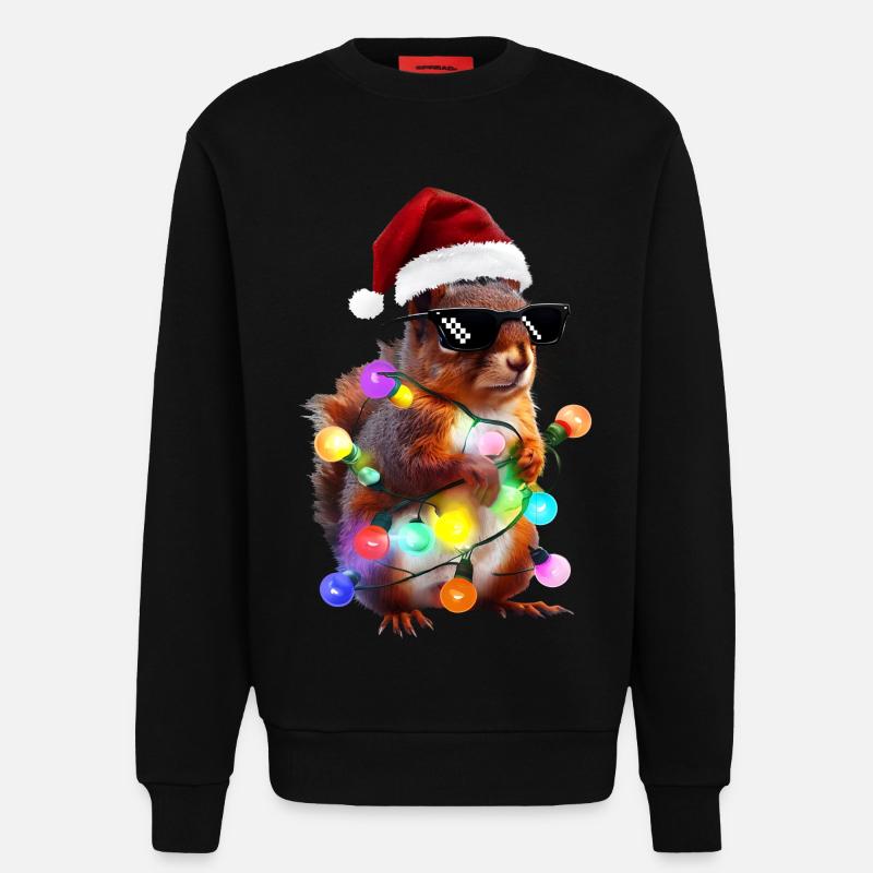 Weihnachts Eichhörnchen mit Lichterkett - Sweatshirt - made by SPREAD - SOLID BLACK